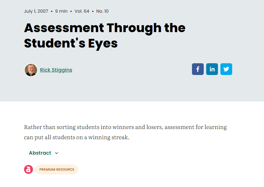 Assessment Through The Student's Eyes