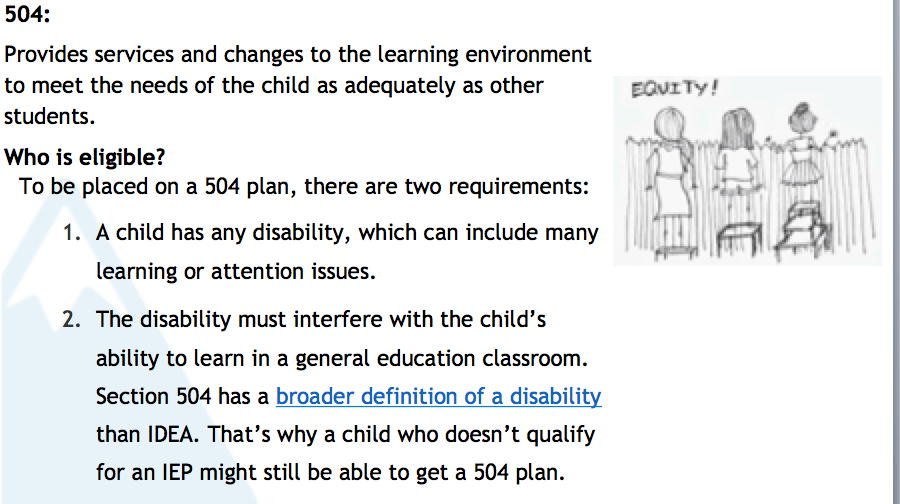 Image and Text:  Who is Eligible 504